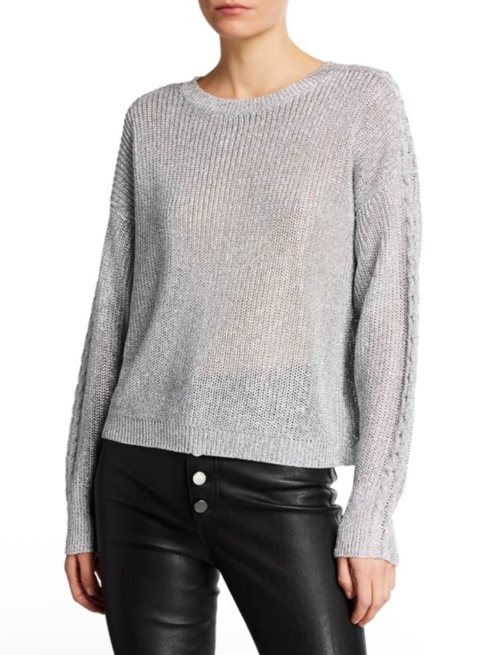 RtA Metallic Knit Crew Neck Sweater | large